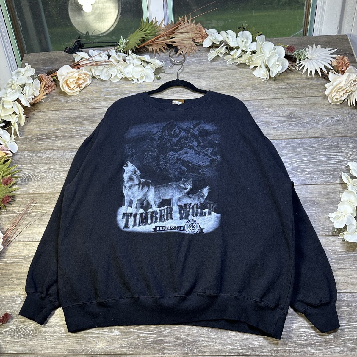 Vintage 90s Timber Wolf Sweatshirt Size 2XL Men's Nature Wild
