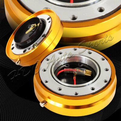 6-Hole Steering Wheel Gold 1'' Thin Quick Release Short Adapter Kit Universal 3