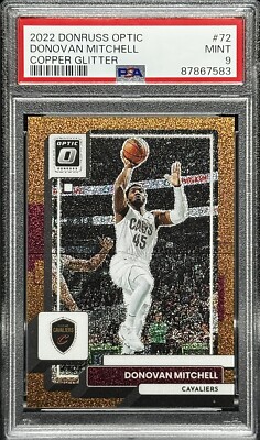2022 Optic #72 COPPER GLITTER /99 Donovan Mitchell 1st Cavs PSA 9