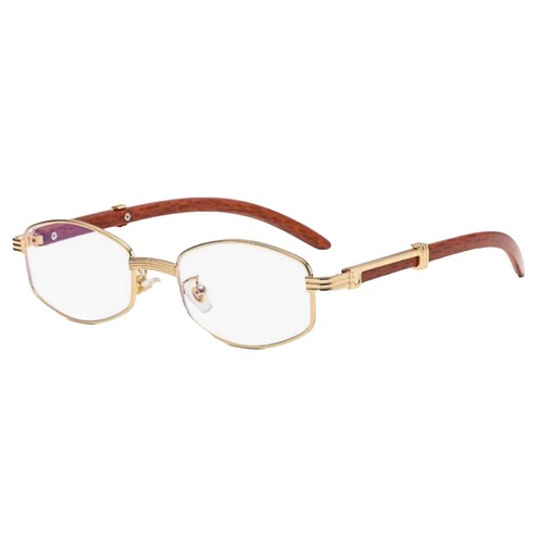 Herren Edel Elegant Anspruchsvolle Klarglas Brillen Sleek Gold Metall