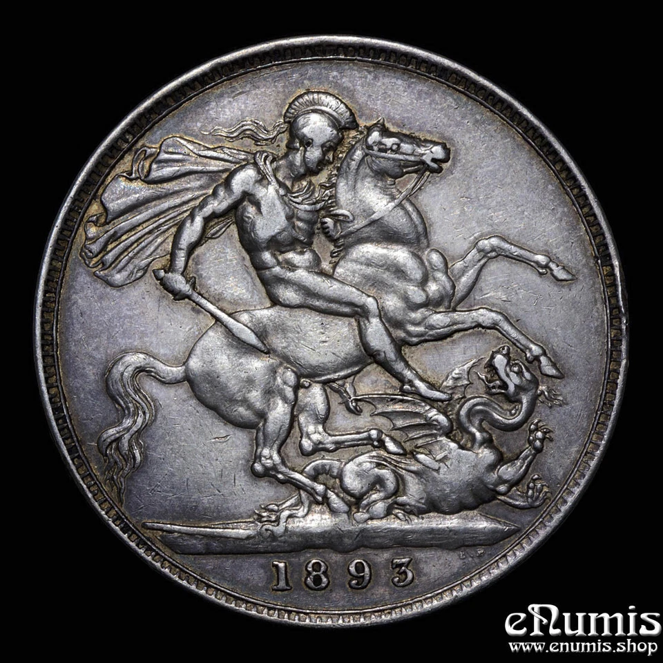 Gran Bretaña, Victoria, Corona 1893, LVI, XF+ Foto 3 de 4