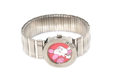 DISNEY PIGLET WINNIE THE POOH SILVER ROUND STAINLESS STEEL EXPANSION WATCH
