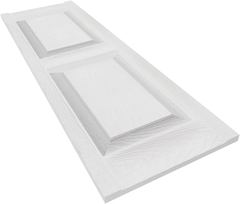 Pair Raised Panel Shutters Standard Equal Panels, White 14.75"x31" Builders Edge - Image 2 of 3