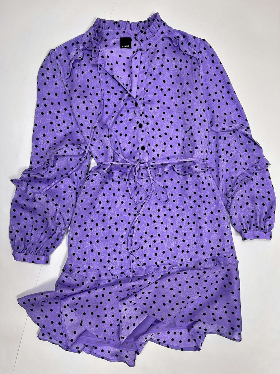 パーティードレス Polka Dot Print Long Sleeve Logo Jacquard Babydoll Dress Pinko Dress Polka Dot Purple Womens Piccadilly Jaquard Size