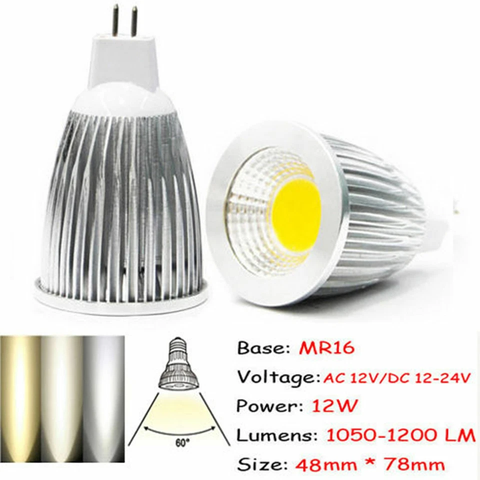 Ultra Bright 6W 9W 12W Dimmable E27GU10 MR16 85-265V 110V LED COB Spotlight - Image 4 of 4