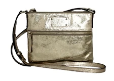 KATE SPADE East West Zip Crossbody Swingpack in Gold Crinkle Leather PWRU2361