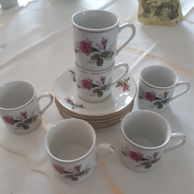 Set  mit 6 Porzellan Espressotassen Moccatassen ST Made in China Blumenmotiv