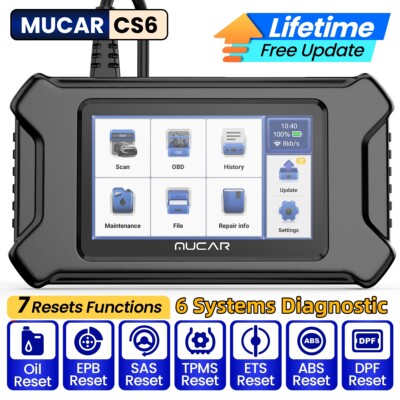MUCAR CS6 Free Update Car Diagnostic Tool OBD2 Scanner ABS SRS ECM Code Reader