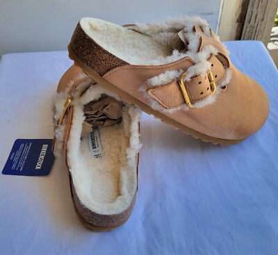 Birkenstock Boston Bold Shearling Color Cognac Leather Regular