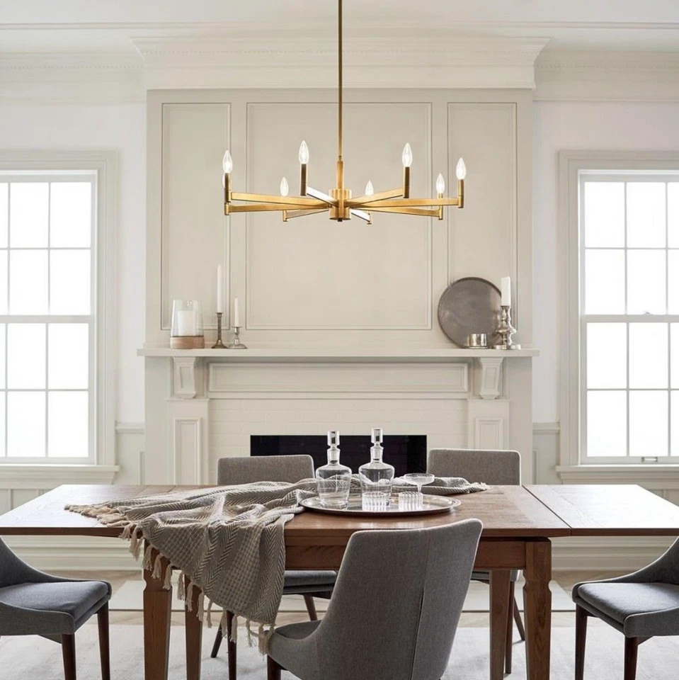 Lámpara de araña Kichler Erzo 43857NBR 36 pulgadas ocho luces, latón natural 35,5 Foto 4 de 4