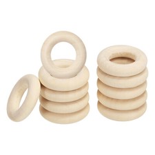 25mm/0.98" Unfinished Wooden Rings, 50Pcs Natural Solid Circle Unfinished Rings