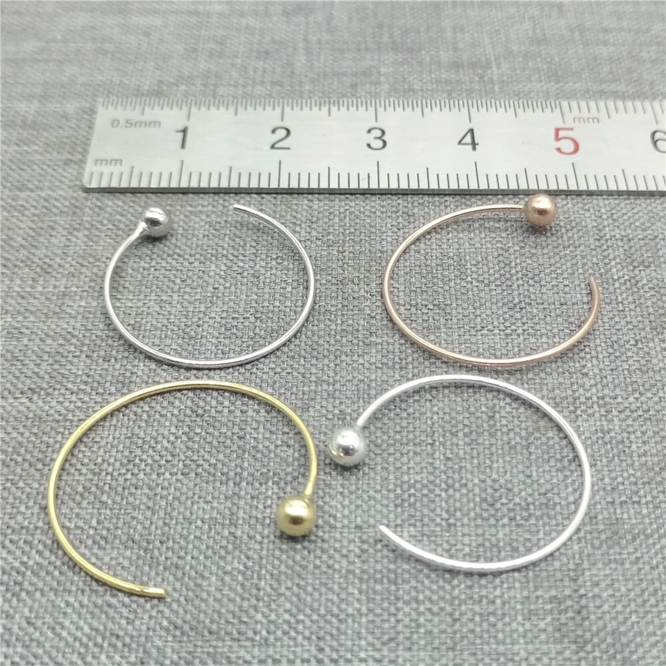 5prs de Plata de Ley 925 Círculo Cables de Oreja Sin Fin Bola Extremo Pendiente Joyería Foto 2 de 3