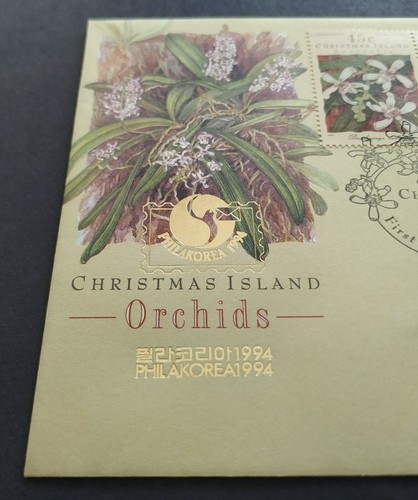 1994 Christmas Island Orchids PhilaKorea Stamps Exhibition 5v Stamps FDC - Picture 3 of 4