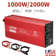Power Inverter Socket Converter 1000W 12V to 110VAC Car Cigarette Lighter Plug