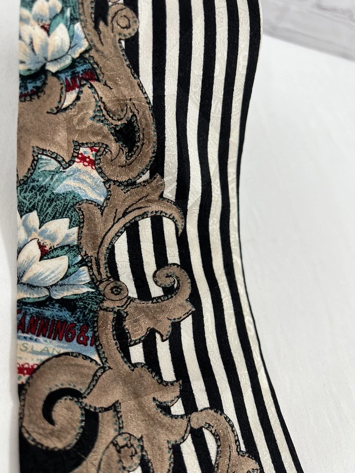 Vintage Tabasco Sauce Neck Tie 100% Silk USA Made Black White Striped 58”x4” - Image 3 of 4