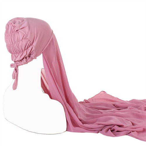 Instant Women Cap Long Scarf Shawl Hijab Hat Headwrap Turban Islamic Headscarf - Picture 12 of 44