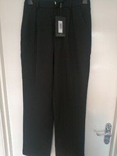Pretty Little Thing Black Pleat Detail Balloon Leg Trousers Size 8