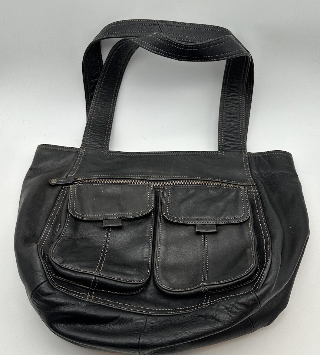 Fossil Medium Leather Tote Work Bag with Zippers Fits Laptop ZB8948