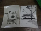 2 PHOTOS Soldier Carrying FLAG & STRAW HUT WW2 Military 5X7 Photo REAL!!!