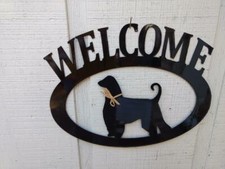 Afghan Hound Handcrafted Metal Welcome Sign black silhouette Made in the USA