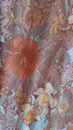 Vintage Knit Fabric ~ Almost 2 1/2 Yards X 58" Funky Retro ~ Orange/White Floral - Picture 2 of 3