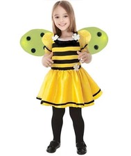 Girls Bumble Bee Costume Tutu Dress Wings Kids Fancy Dress Halloween
