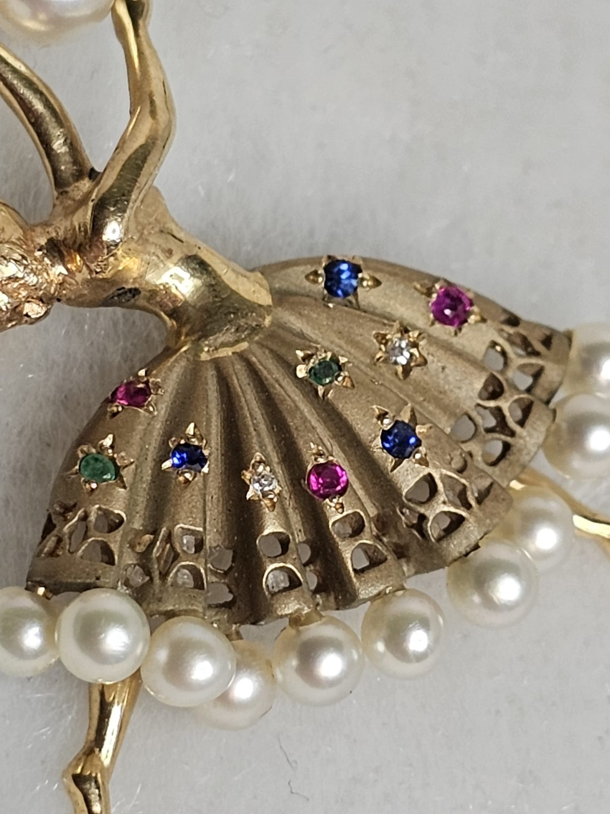 Vintage Solid 14k Gold Ruby Sapphire Diamond Emer… - image 5