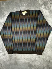 Vintage 90s Norm Thompson Sweater Size XL Geometric Knit Abstract Cosby AOP
