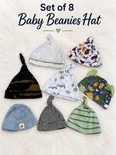 Baby Beanie Hat Set of 8  GAP, Cat  Jack, Carter  s  Stripes, Camo  Prints