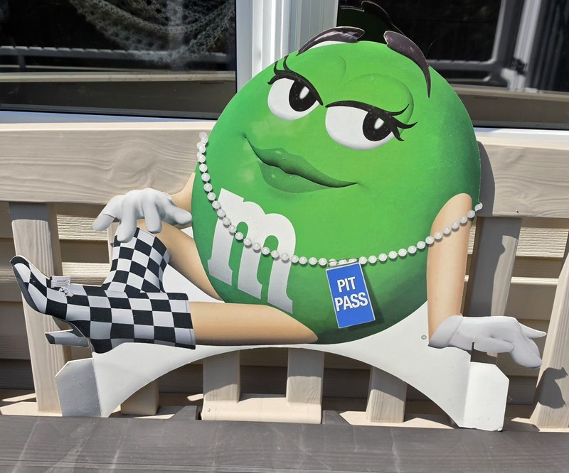 Cardboard M & M Green Girl Display Nascar Pit PASS