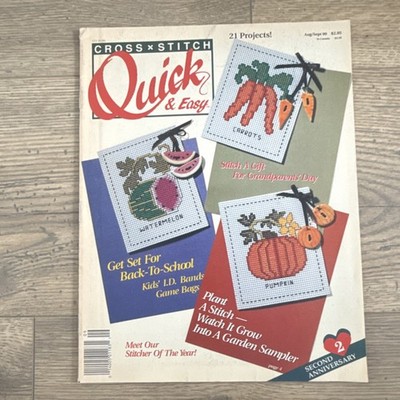 Cross Stitch Quick & Easy Magazine Aug/Sept 1990 Sampler Garden Vegetables