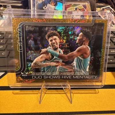 2025 Topps  Hornets Duo Shows Hive Mentality Gold Sparkle Rare 11/50