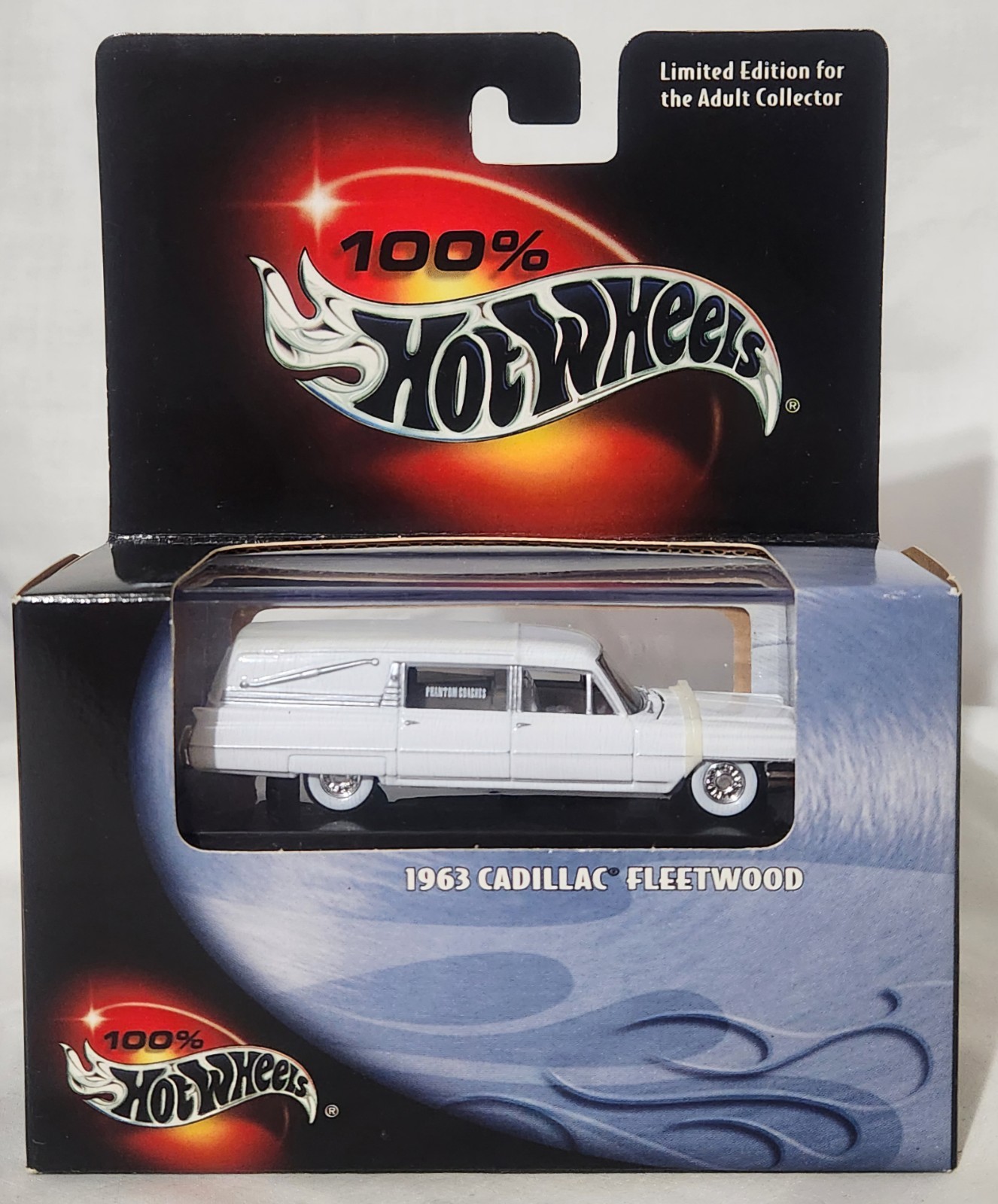 100% Hot Wheels 1963 Cadillac Fleetwood White Hearse 2000 Limited Edition NM