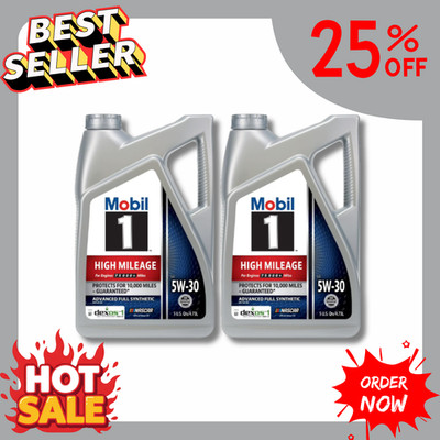 HOT SALE - (2 pack) Mobil 1 High Mileage Full Synthetic Motor Oil 5W-30, 5 Quart
