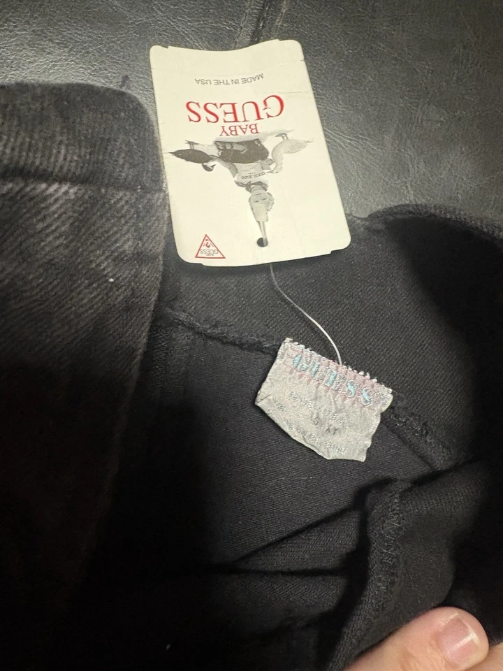 NWT Vintage GUESS Girls Black Denim Overall Dress Jumper Size 6 Made In USA - Image 2 of 2