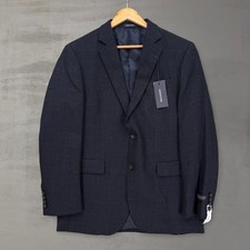 NEW Stafford Signature Sport Coat Navy Glen Plaid Merino Wool 40 REG
