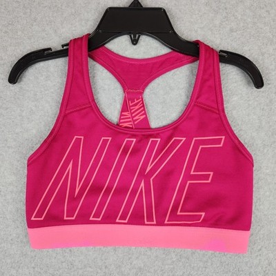 Nike Sports Bra Women's Size Small Pink Pro Classic Swoosh Racerback Graphic