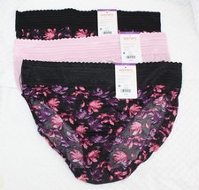 New set of 3 WARNER'S no muffin top HI CUT panties PINK BLACK PURPLE FLORAL 2XL