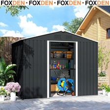 Garden Storage Shed with Ventilation Double Sliding Door Outdoor Tool Box Grey