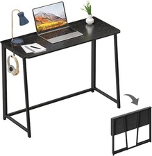 Folding Desk 39.4" Narrow Writing Foldable Desk Space-Saving Laptop Table Easy