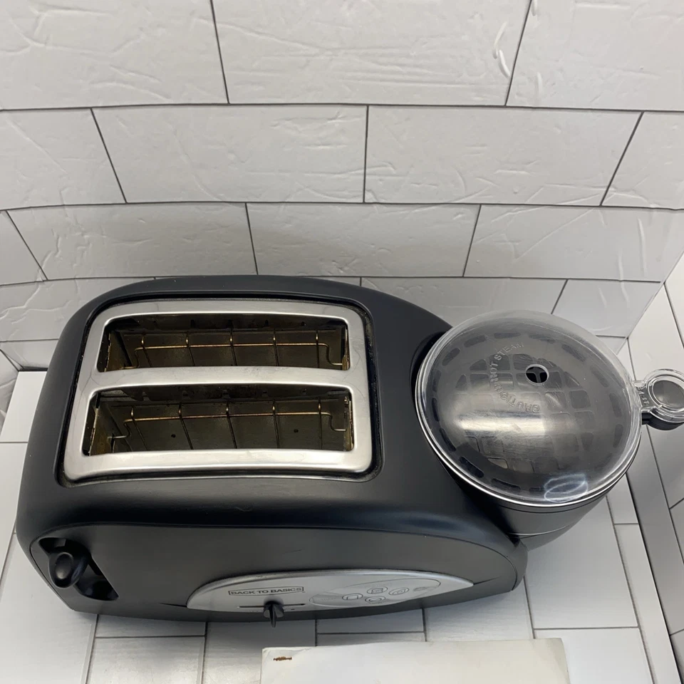 Back to Basics TEM500 Egg & Muffin 2 Slot Toaster Egg Poacher Black W Manuals - Image 3 of 4