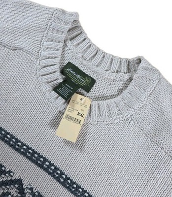 Eddie Bauer Men's CREAM PATTERN GEOMETRIC  Cotton Sweater XXL New with Tags
