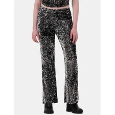 No Boundaries Silver Sequin Flare Pants Women  s XS