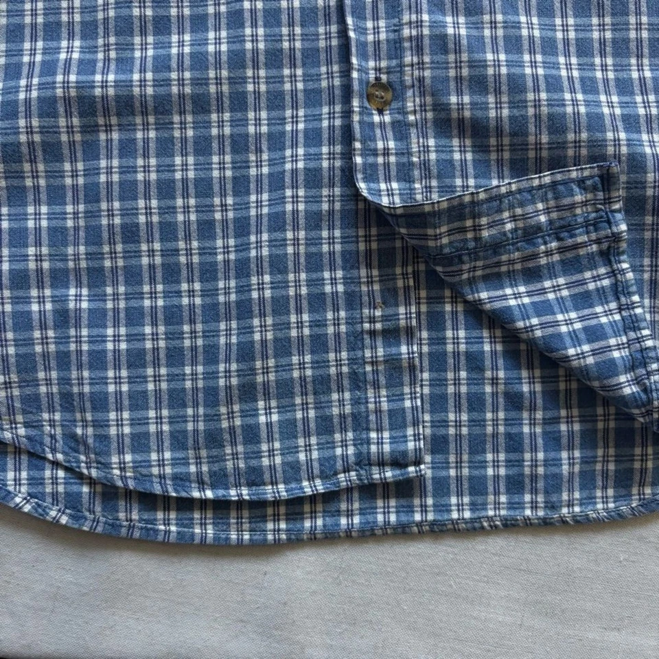 Guinness Blue Check Button Down Shirt Men’s L 100% Cotton Casual - Image 4 of 4