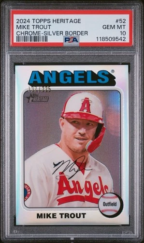 Mike Trout /225 Chrome Silver Border PSA 10 GEM MINT 2024 Topps Heritage POP 5