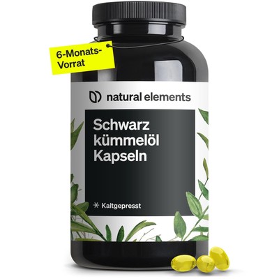 Schwarzkümmelöl kaltgepresst (original Nigella sativa)   400 Kapseln im 6