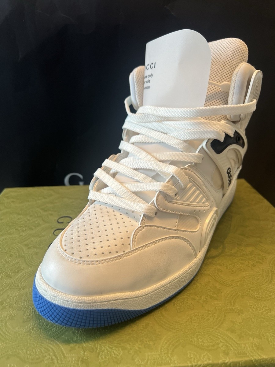 NEW AUTHENTIC Gucci Basket High 'White And Blue| Men's Size 8+