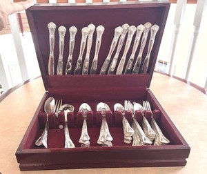 51 PCS Vintage Silver Plated Baroque by Godinger Flatware Full Set for 12 W/Case