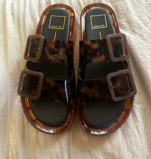 Dolce Vita Women's Tortoiseshell Double Buckle Slide Sandals Flat Brown/Black