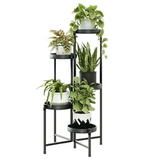 Bamworld Corner Plant Stand Tall Plant Shelf Metal 5 Tier Foldable Plant Holder